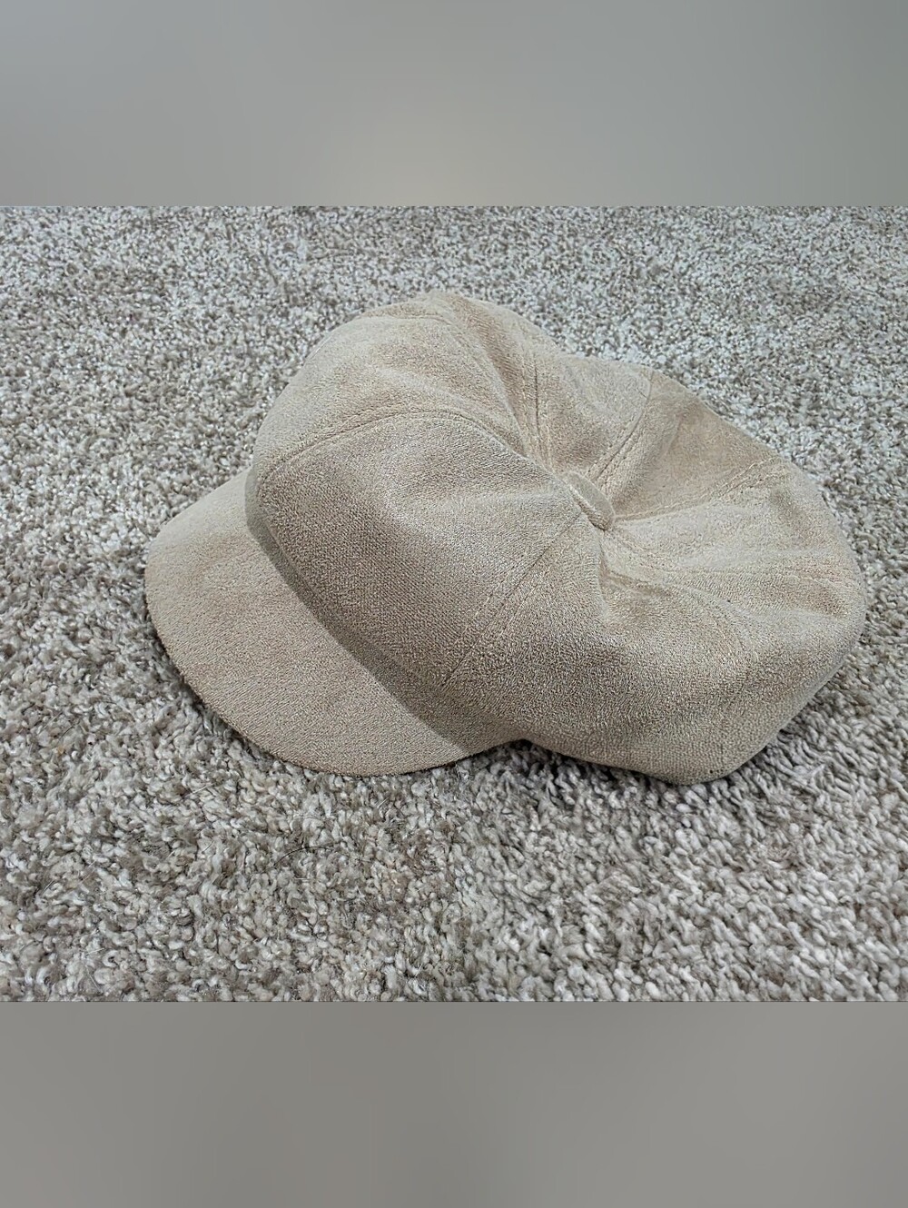 Neutral Beige Suede Newsboy Cap - Women's Accessory